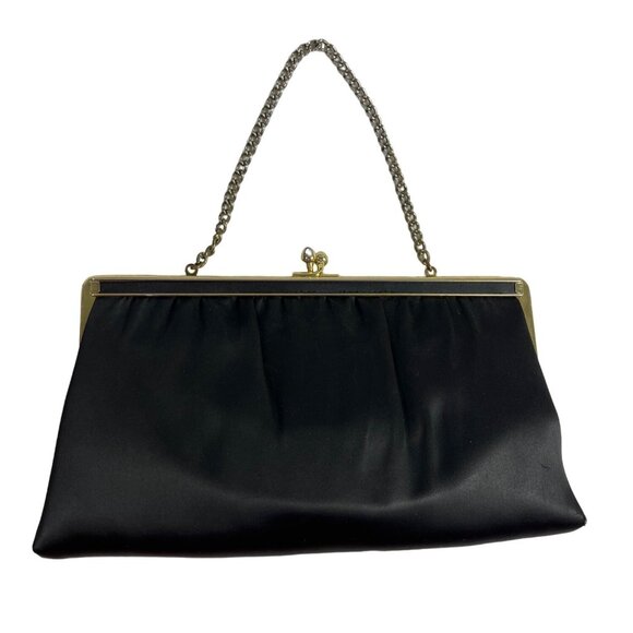 Vintage Andé Women's Cute Black & Gold Evening Party Clutch Sz S - Picture 1 of 12